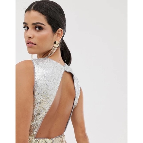 Gold Ombré Sequin midi skater dress - Picture 3 of 4